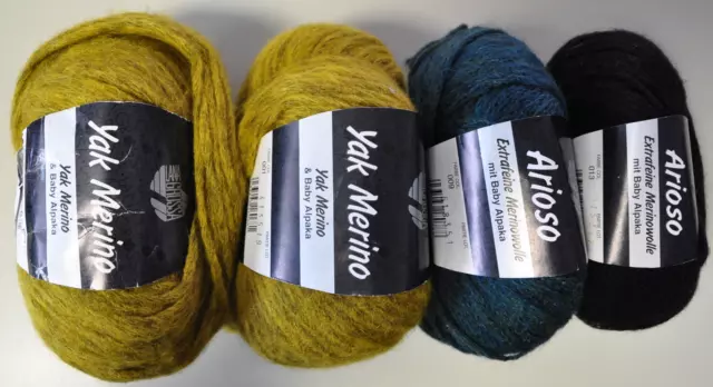 200g (4 x 50g) Yak Merino und Ariosa Lana Grossa Jak Alpaka Merino