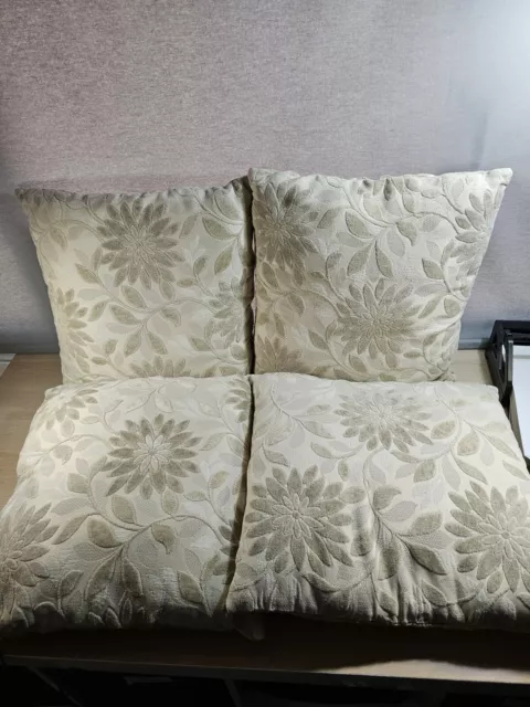 Luxe Beige Floral Natural Set Of 4 Cushions 60 x 60cm #