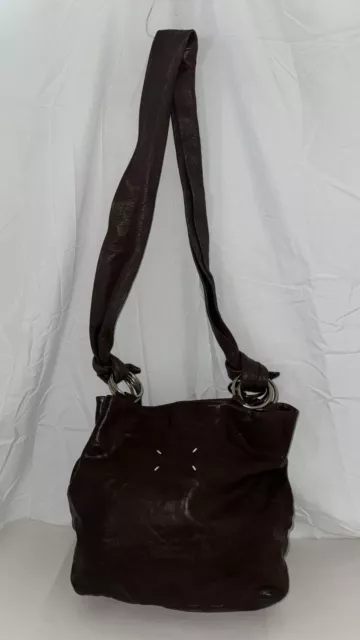 $2400❤️ Maison Margiela Vintage Brown Leather Shoulder Bag Crossbody Handbag