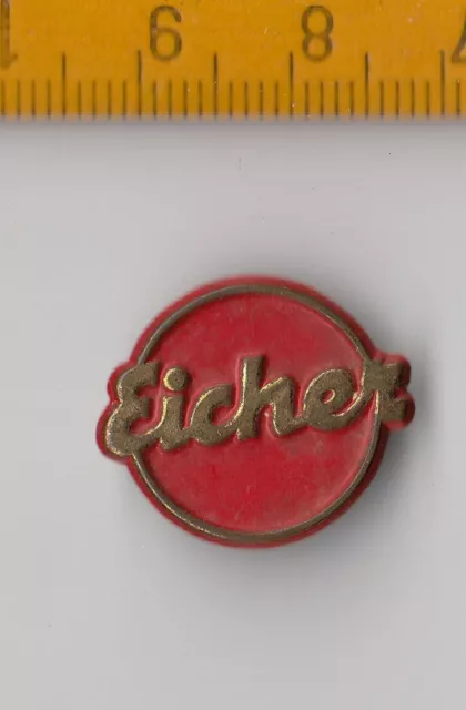 Vintage pressed tin EICHER tractor brooch pin badge traktor brosche 1960s