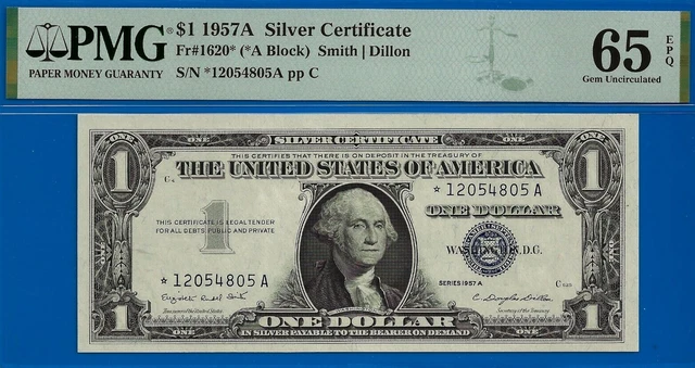 1957A $1 Silver Certificate PMG 65EPQ wanted and popular star Fr 1620*