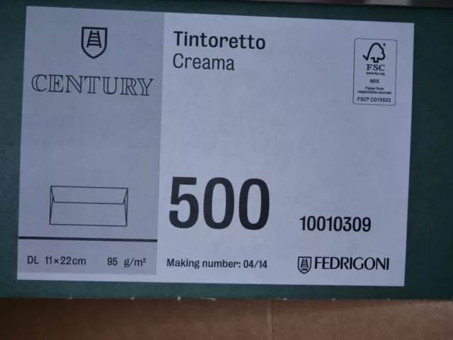 Fedrigoni tintoretta crema 11x22cm, Confezione da 500 Pz