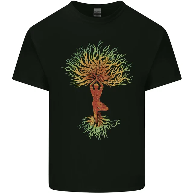 Yoga Albero Uomo Meditazione Uomo Cotone T-Shirt
