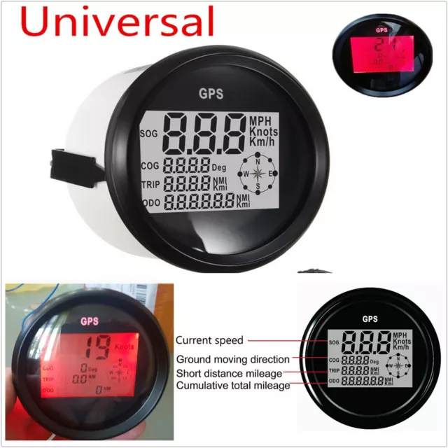 2 12V 24V Universal Digital GPS Speedometer Trip Meter Odometer