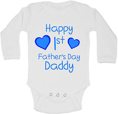 Happy Primo Fathers Day Daddy Personalizzati Manica Lunga Bambino Body Ragazzi