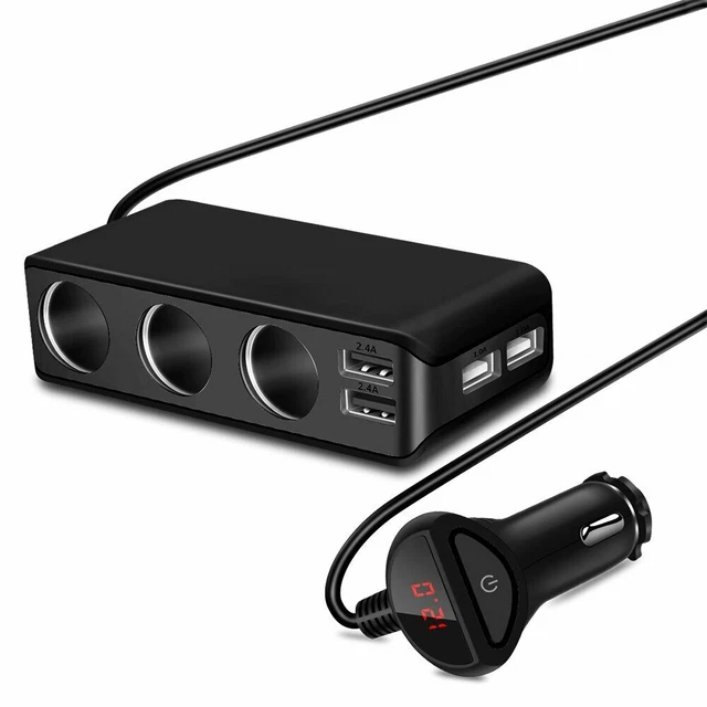 LKW Auto KFZ-Adapter 3 Fach Zigarettenanzünder Verteiler mit 4 USB Port 12V/24V