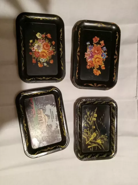 Miniature Vintage Black Floral Design 6.5" x 4.5"  Lot Of 14, 4 Different Kinds!