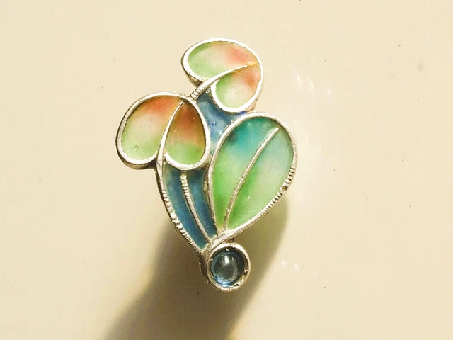 Coulisseau De Sautoir Ancien - Argent 800 Et Strass, Fleur Pâte De Verre