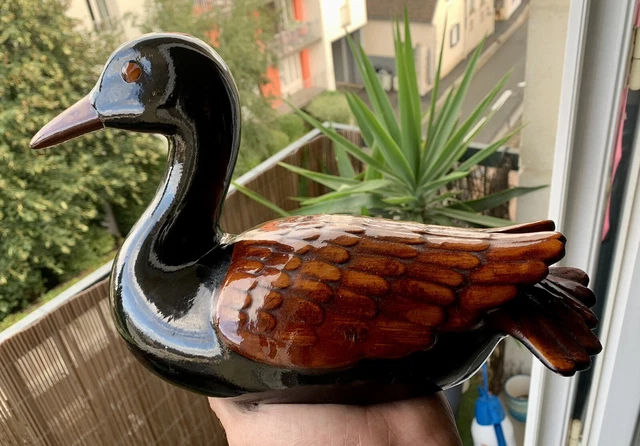 Petit Leurre Canard Colvert Ancien En Bois Sculpté Et Peint à La Main - 3,5 Pouces