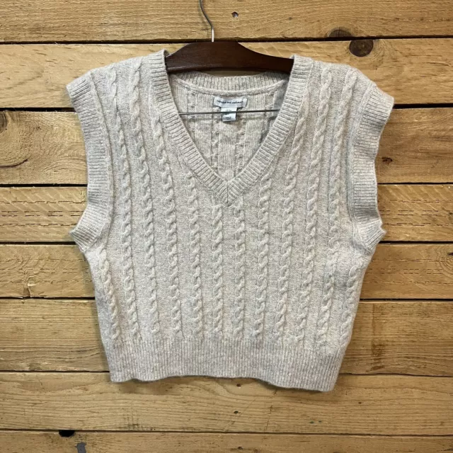 Cupcakes and Cashmere Women's Sweater Vest S Small Beige Knit