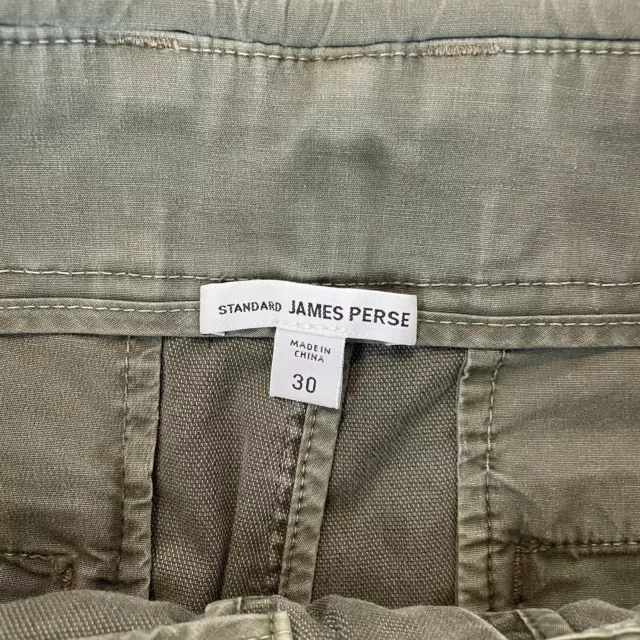 James Perse Twill Pants Men 30 (Meas. 32x31) Army Green Tapered Fit Drawstring 2