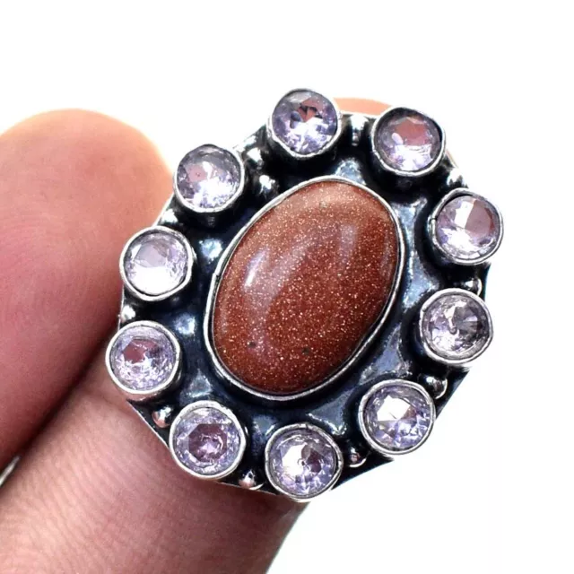 Golden Sun Sitara Kunzite Gemstone Handmade Fashion Ring Jewelry 10" SR 6564