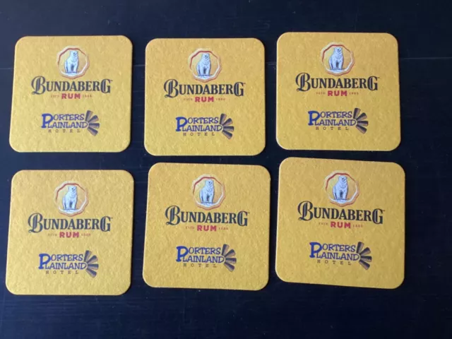 6 Bundaberg  Rum / Porter,s Plainland Hotel Qld.  Issue, Spirit Coasters,