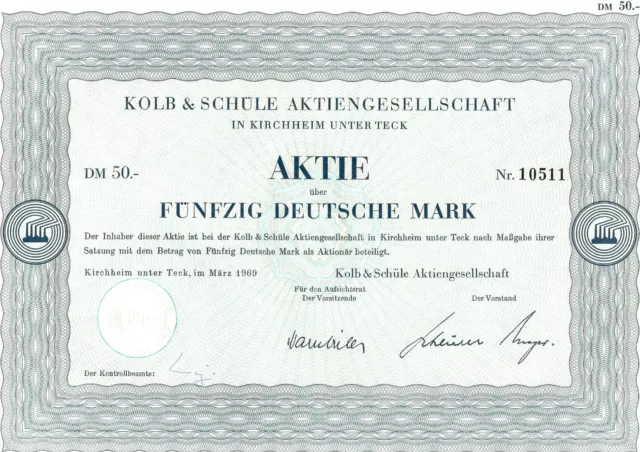 Kolb & Schüle AG Aktie über 50 DM
