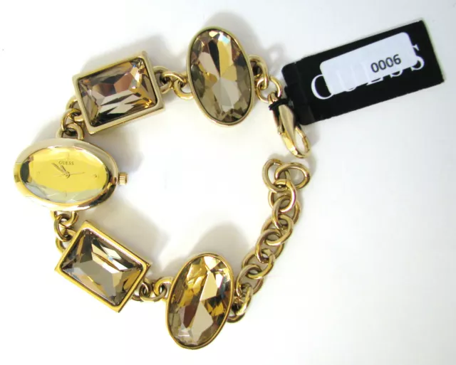 New Guess Gold Tone & Crystal Jewel Dial Bracelet Watch-W15528L1