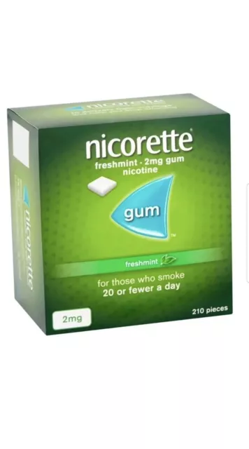 Nicorette GUM Freshmint 2 mg - 210 Pieces Brand New RRP £ 27.00 Long Expiry Date
