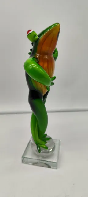 Grande statue grenouille debout verre de Murano verrerie multicolore h 29 cm