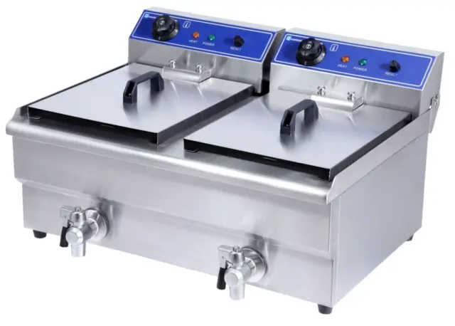Quantum CE ® Chip Fryer 13 Litre Twin Table Top Electric With Tap TF13WT