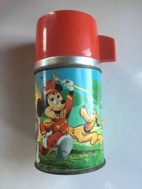 Vintage Thermos Disney Mickey Mouse Club Metal  Aladdin USA 8oz half pint