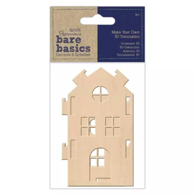 Papermania Bare Basics Make Your Own 3D Medium Plywood House Wooden Decoration