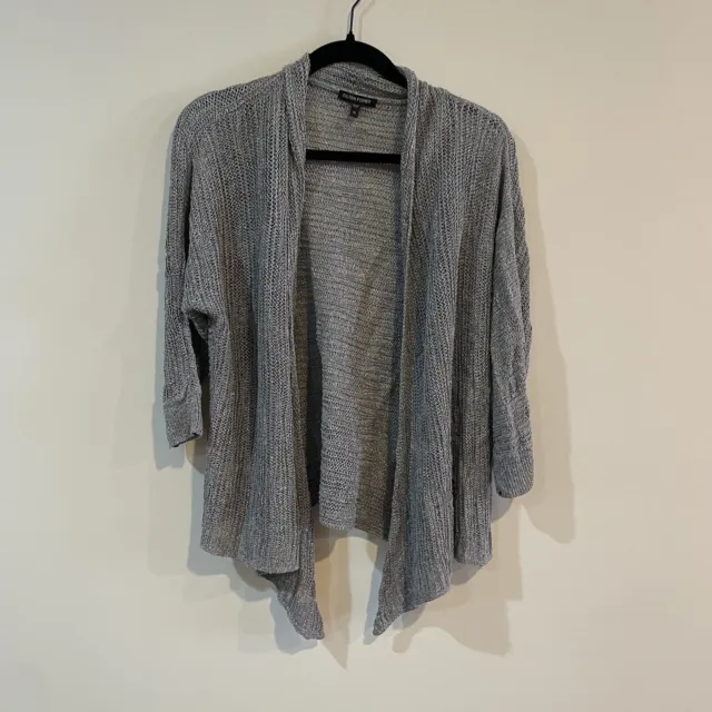 Eileen Fisher Gray silk Linen Blend Open Front Cardigan Size XL