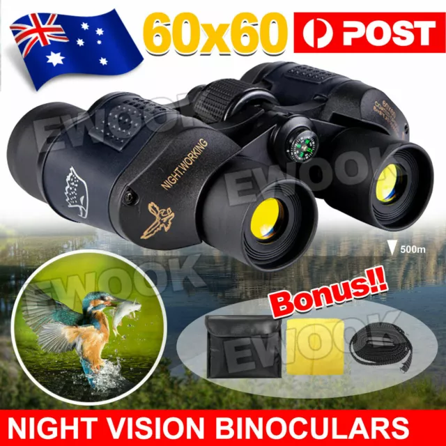 60X60 Day/Night Vision Binoculars Telescope 3000M Waterproof Travel Outdoor