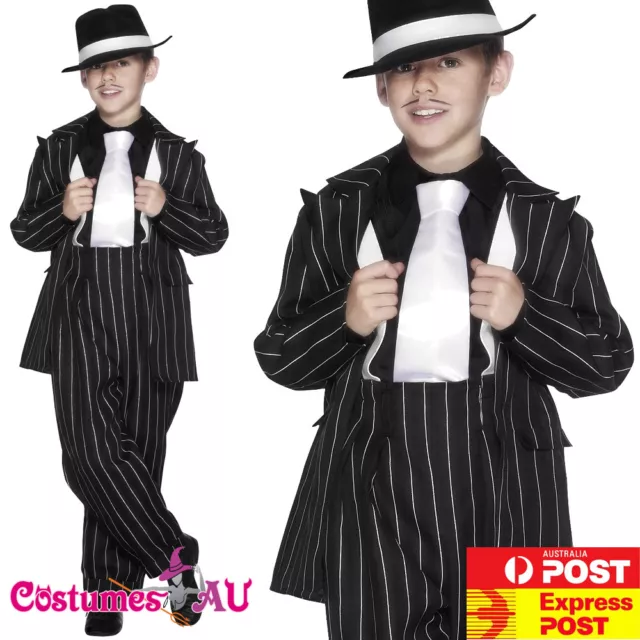BOYS MAFIA GANGSTER Pinstriped Child Zoot Suit Costume Size XS 4/6 £22. ...