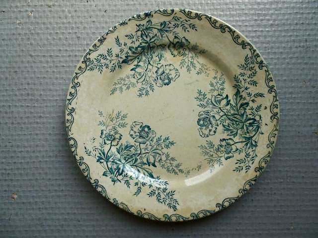III. Ensemble de 6 assiettes plates Sarreguemines modèle Favori - La Longère - Décoration Brocante