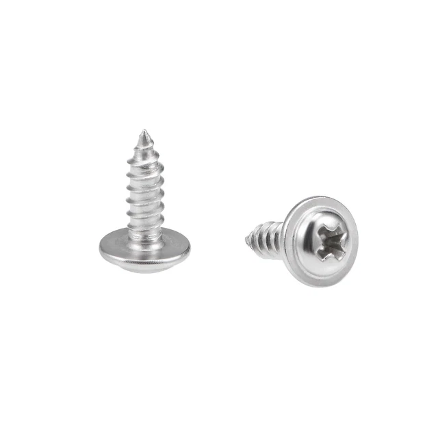 2.6x8mm Auto-taraudage Vis Tête Cylindrique +Rondelle Inox Acier Fixations 50Pcs