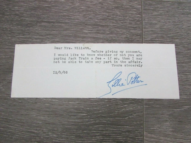 Gillie Potter English Comedian & Presenter 1966 Original Hand Signed Letter