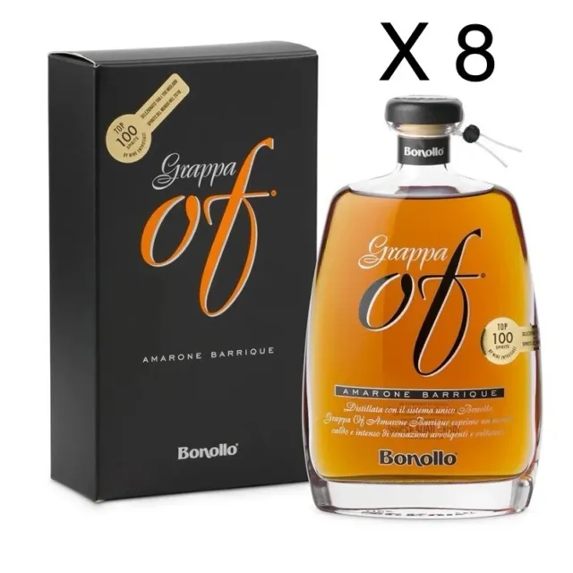 Box X 8 Bonollo Grappa OF Amarone Barrique - 35cl