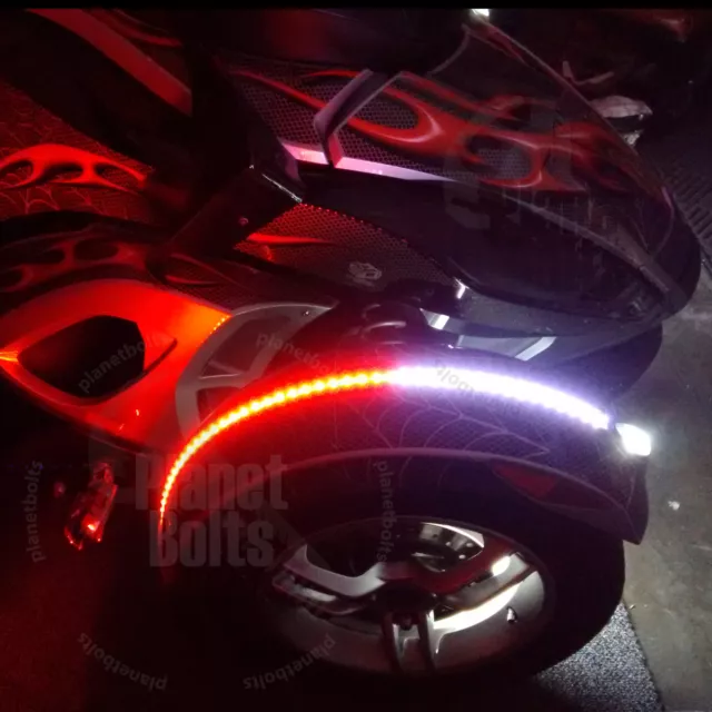 Red White 2x Dual Color LED Fender Channel Strip Can Am Spyder RS Light Flex