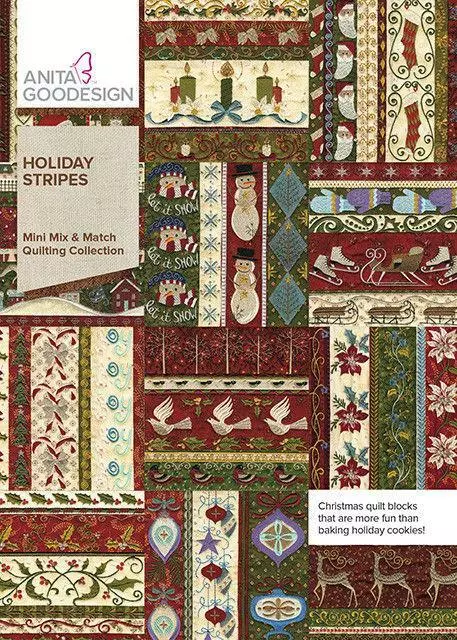 Anita Goodesign Holiday Stripes Embroidery Machine Designs CD
