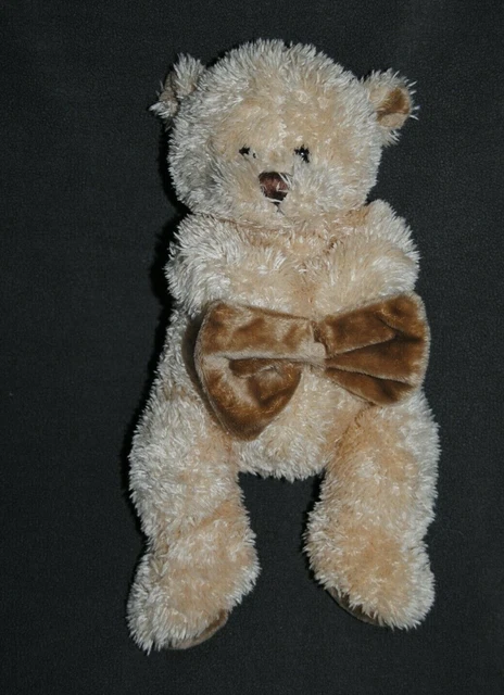 Peluche Doudou Ours Barbara BUKOWSKI Beige Long Poil Nez Brun 30 Cm TTBE