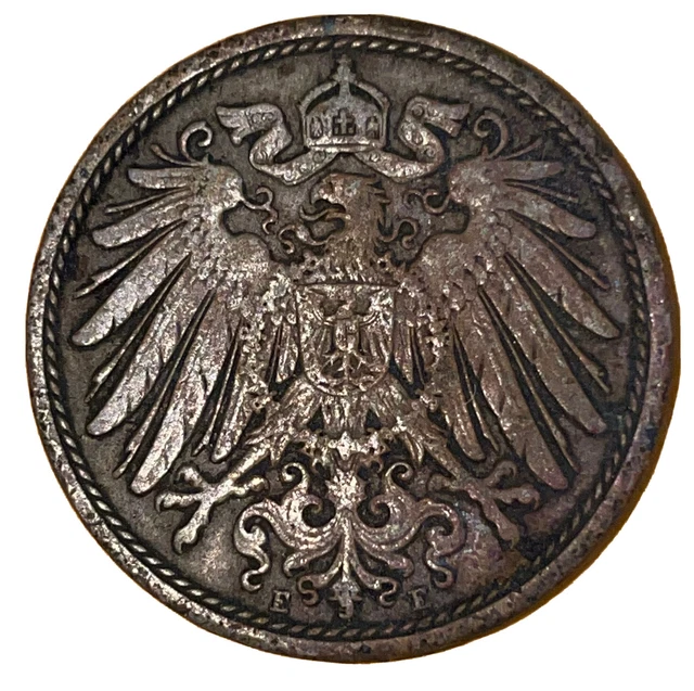 GERMANY 10 PFENNIG 1912 E Coin Type 2 German Empire Imperial Eagle