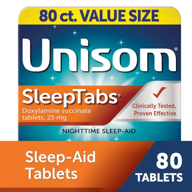 Tabletas Unisom SleepTabs (80 quilates), ayuda para dormir, succinato de doxilamina