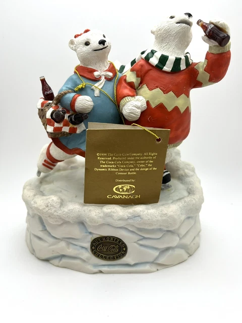 Coca Cola Heritage Collection 1995 Polar Bear Music Box Ice Skating Couple Rare