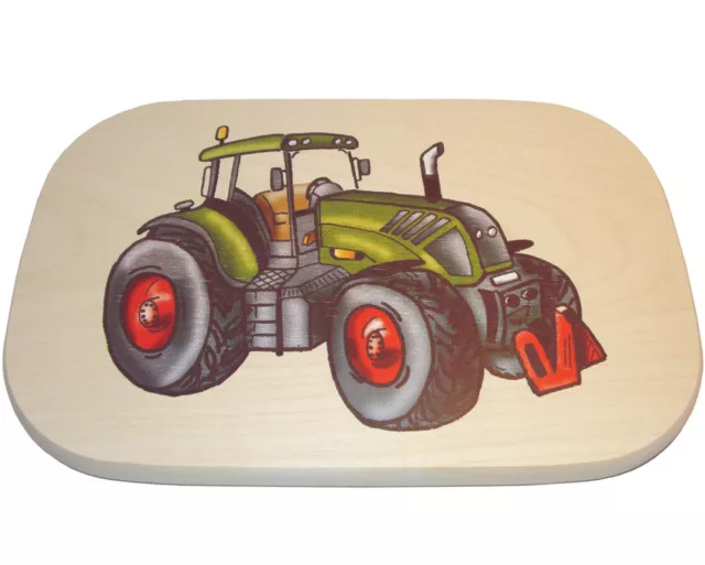 Schneidbrettchen Traktor-Motiv bunt Vesperbrett Frühstücksbrettchen Holz * NEU