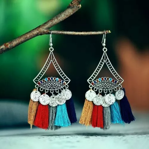 Jewelry Dangle Women Fringe Long Tassel Fashion Boho Earrings Stud Drop -New -