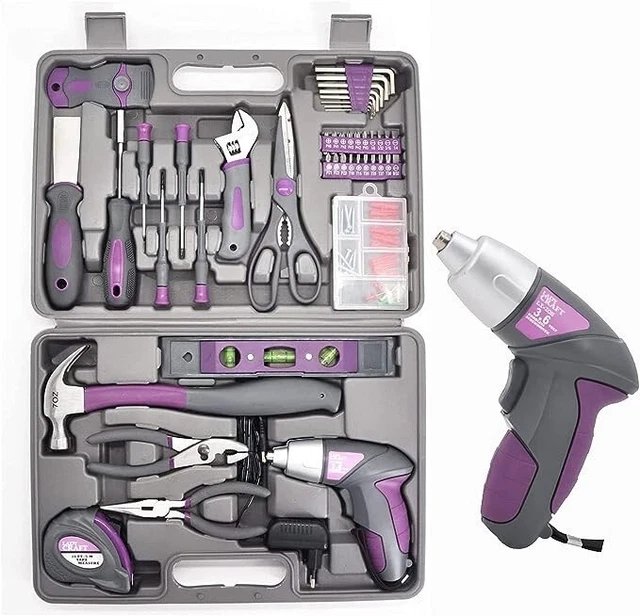 Werktough LADYCRAFT 44PCS 4V Cordless Screwdriver Tool Kit Set Pink Color Tools