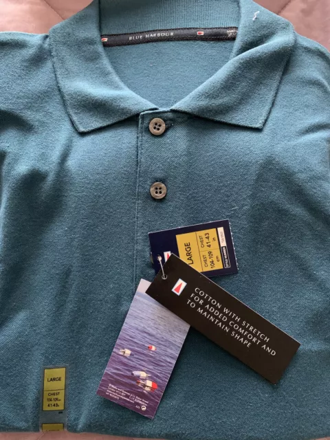 MENS BLUE HARBOUR Polo Shirt Size Large Colour Teal 11.50
