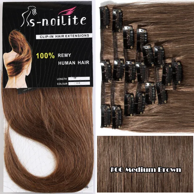 CLEARANCE 100% Real Hair Clip In Remy Human Hair Extensions Full Head 8-24In AU