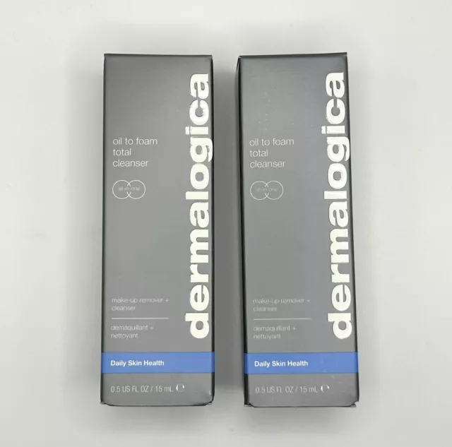 2 X Dermalogica Oil to Foam Total Cleanser 0.5oz/15ml Travel - New - Sealed