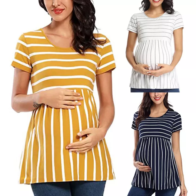 Women Maternity Short Sleeve Fashion Print Tops Pregnancy T-shirt Clothes Hot