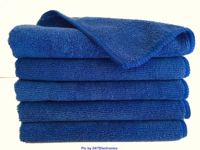 5 ROYAL BLUE, 16"x16" MICROFIBER CLEANING CLOTH TOWEL CAR GLASS MIRROR Detailing