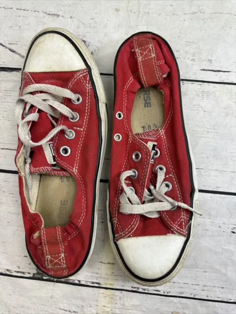 Converse Red All Star Low Top Shoes Womens 8 Elastic Back Sneakers