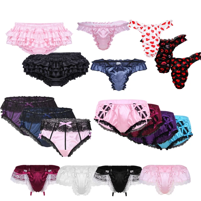 Men's Satin Silk Ruffled Frilly Sissy Panties  Produktbild-Vorschau 2