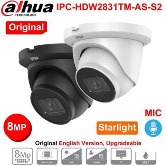 Dahua 4K 8MP IPC-HDW2831TM-AS-S2 Starlight  IP Camera PoE Built-in Mic 2.8/3.6mm