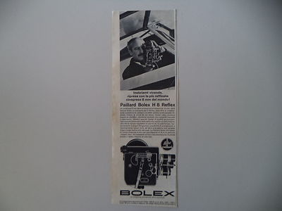 advertising Pubblicità 1964 PAILLARD BOLEX H 8 REFLEX CINEPRESA 