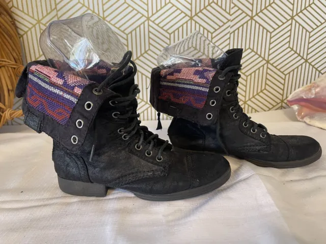 Mossimo Supply Co Black Faux Leather Faux flap over Combat Boots Womens Size 6.5